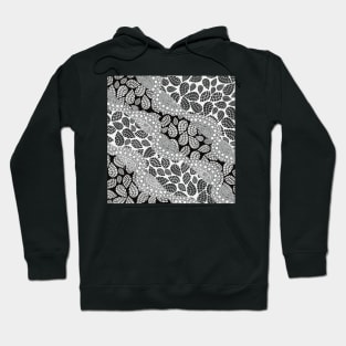 Wavy Paisley Polka Dots | Black and White Digital Illustration Hoodie